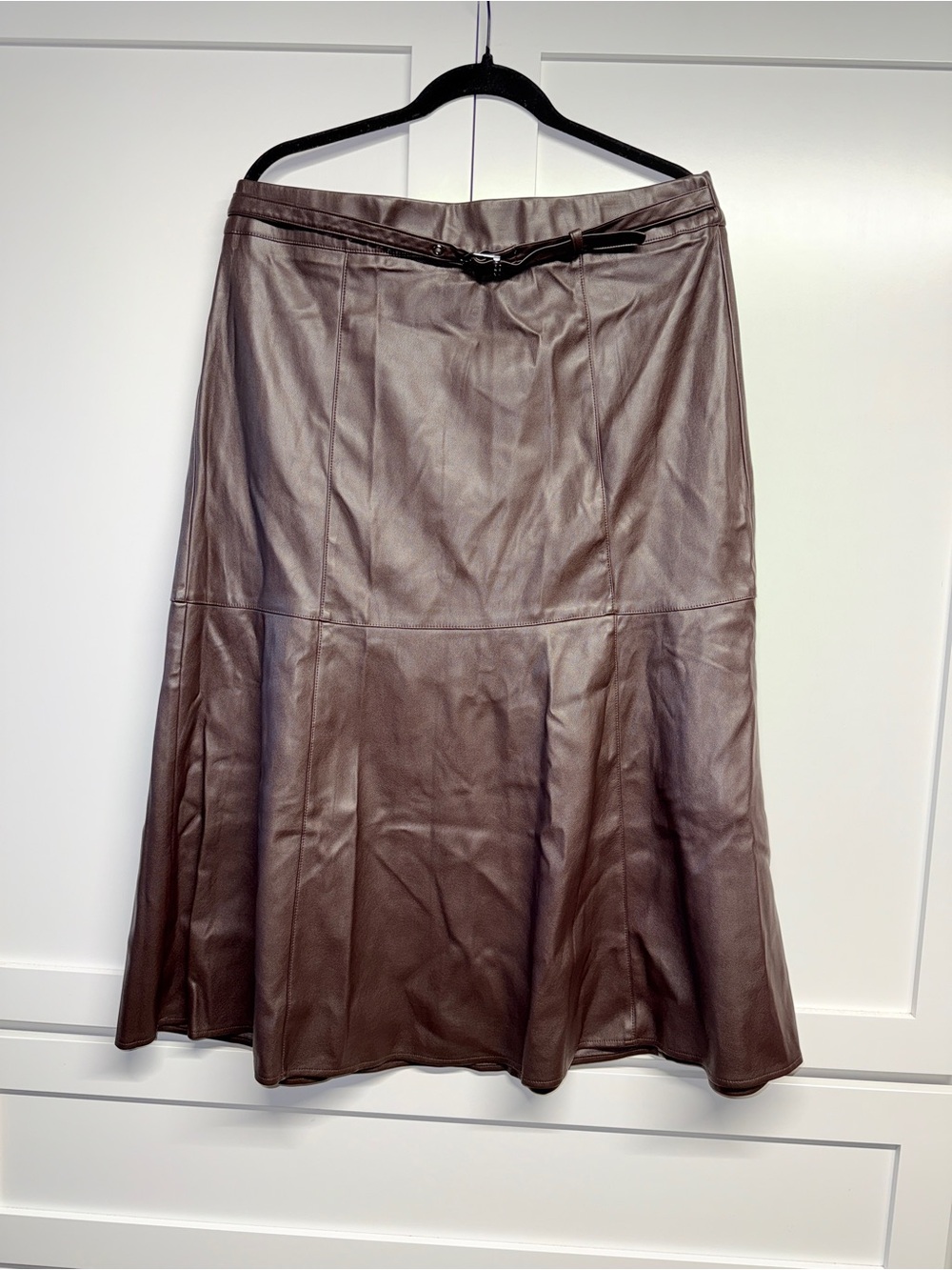 Marc New York Brown Faux Leather A-Line Skirt